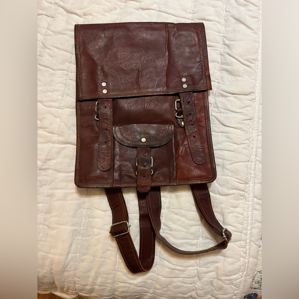 Brown Leather Men's Backpack